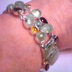 Peridot Stamped 925 Sterling Silver Bracelet